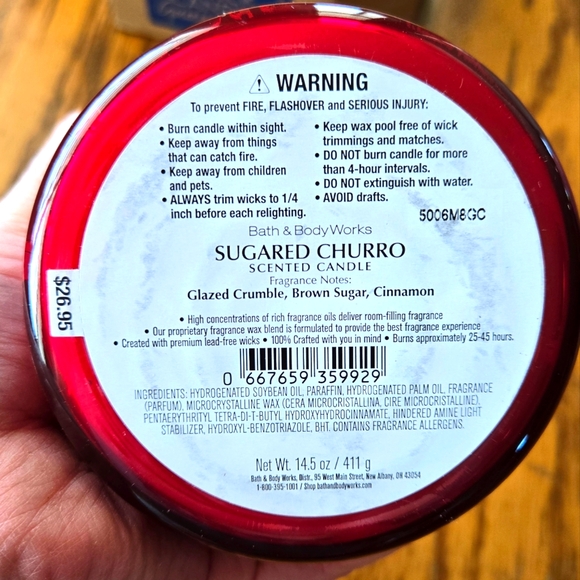 πBOGO 50% OFFπ―NWTβΌοΈ Bath & Body Works "Sugared Churro" 3-wick Candle - Picture 5 of 10